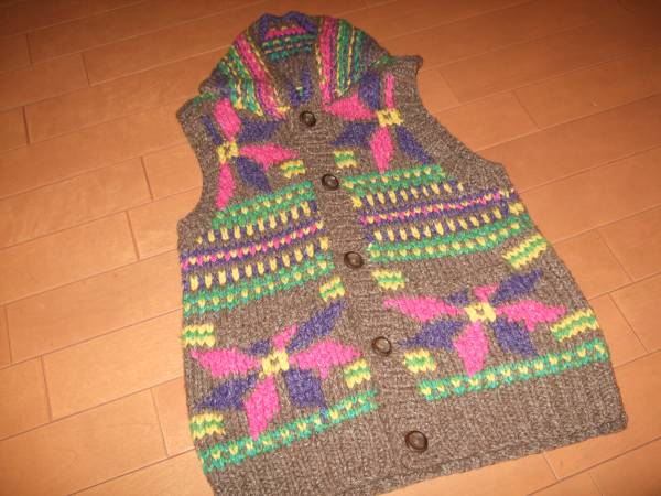 良品★デニム&ダンガリー 柄ニットベスト☆M拍卖