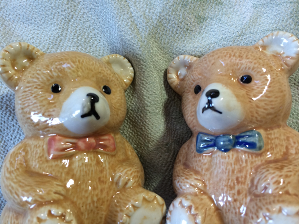 ティディベア型陶器製塩/胡椒入れ(高さ約10cm) 未使用拍卖