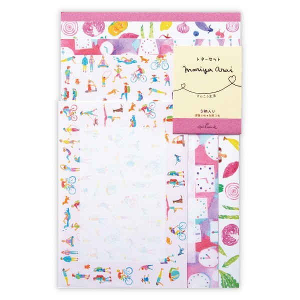 【即決】◆けんこう生活 レターセット(ピンク系) ◆アライマリヤ ホールマーク 3柄 手紙 便箋 封筒 メッセージ カラフル // EES-788-490拍卖