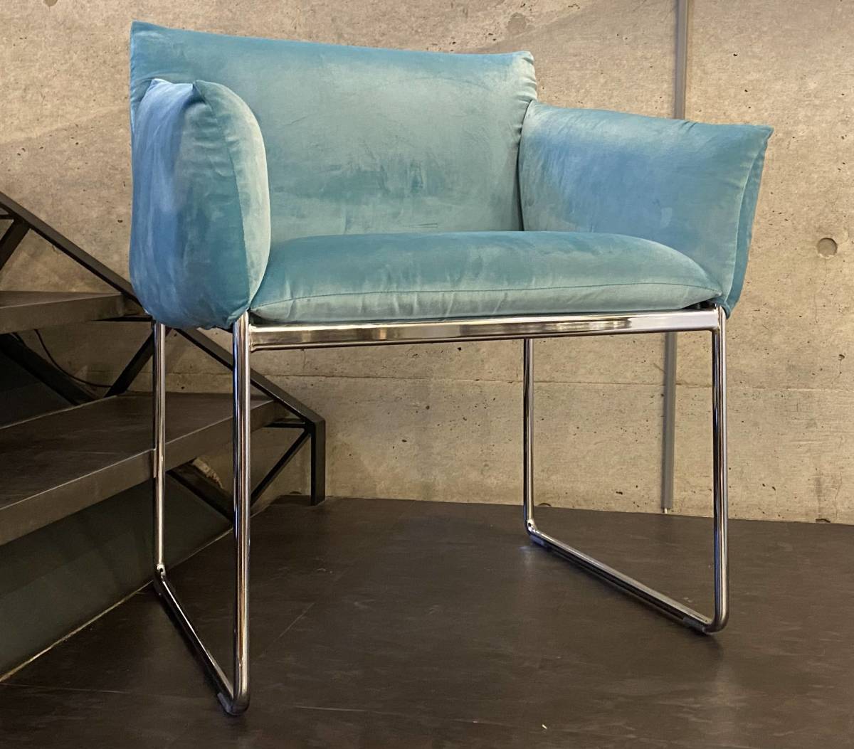 dolce arm-chairベルベットAzure (検 アームチェア,ラウンジ,ミッドセンチュリー,velvet,カッシーナやアルフレックスなどと相性好, 未使用拍卖