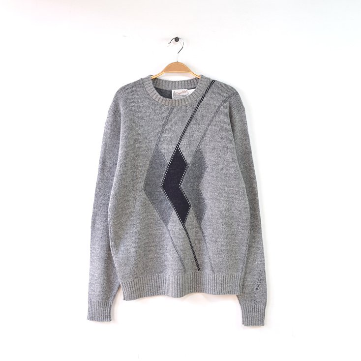 【送料無料】90S USA製 クリッパーミスト クルーネック セーター アクリル/ウールニット ヴィンテージ ※ダメージ有 CH0822拍卖