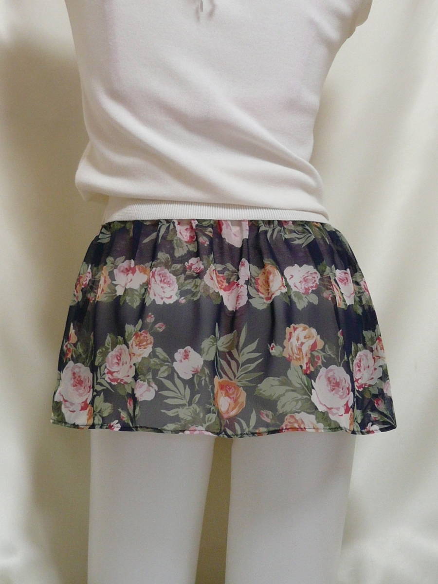 ♪♪濃紺地バラ柄の超マイクロミニ☆クリアにシースルー^^♪♪拍卖