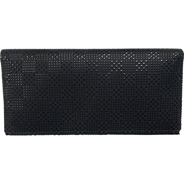 印伝長財布 印傳屋上原勇七 INDEN-YA No.2103束入れ 167変わり市松小 紺地黒漆拍卖