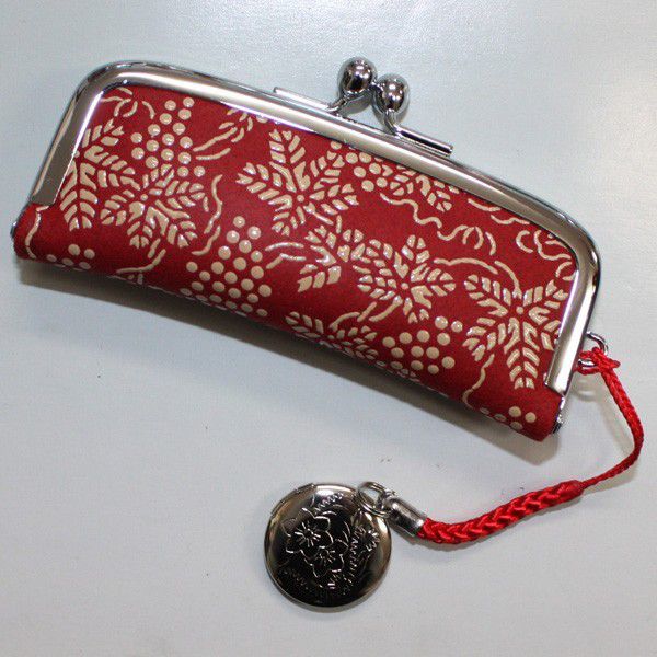 印伝印鑑ケース 印傳屋上原勇七 INDEN-YA No.4303印鑑入れ 120ぶどう 赤地白漆拍卖