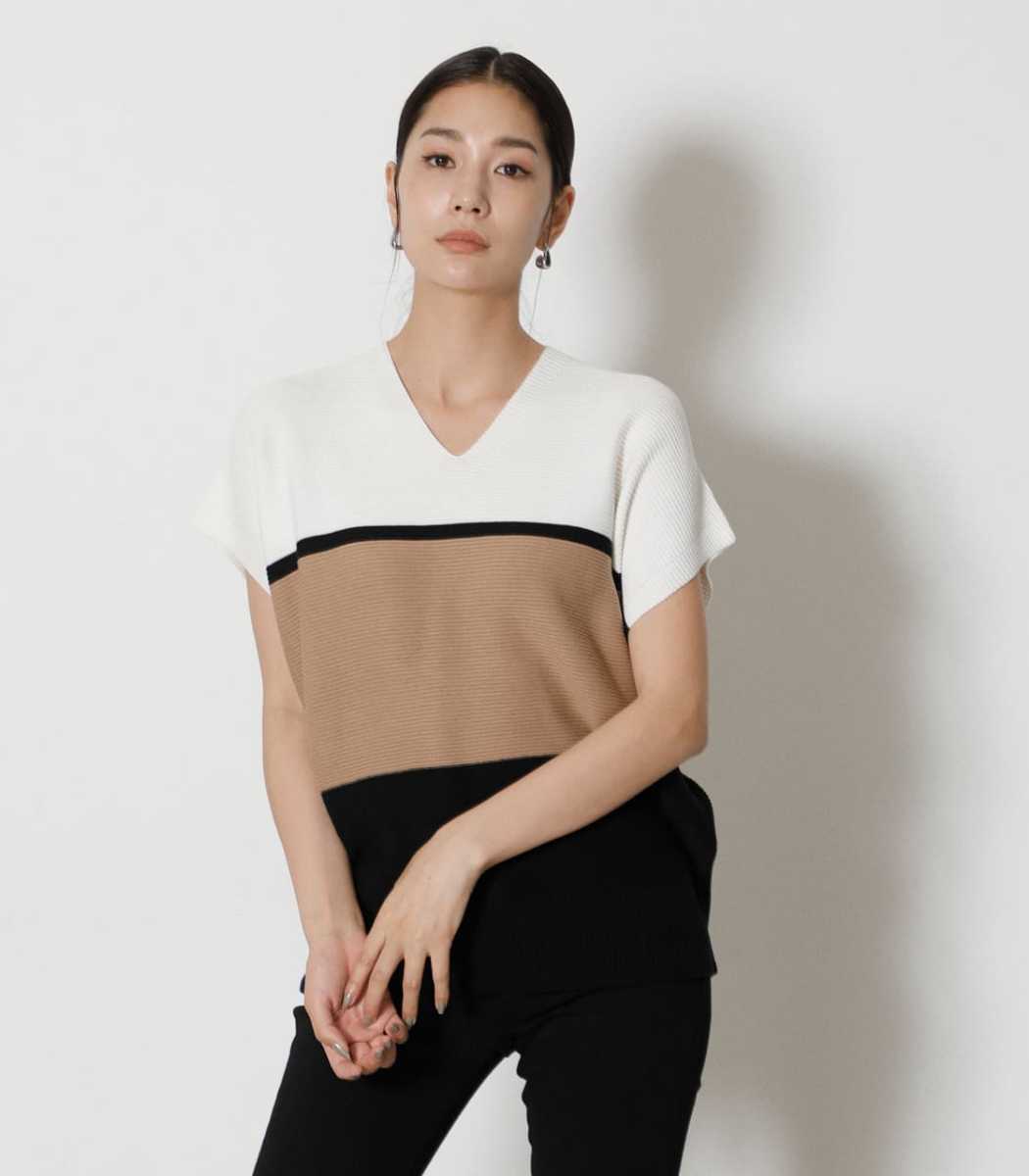 アズル バイ マウジー【AZUL BY MOUSSY】ルーズパネルニットトップ LOOSE PANEL KNIT TOPS☆未使用品タグ付き☆フリーサイズ コットン混拍卖