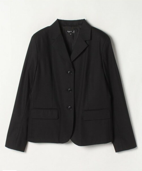 Agnis B アニエスベー ウール混 テーラードジャケット ボックスシルエット 黒 サイズ36拍卖