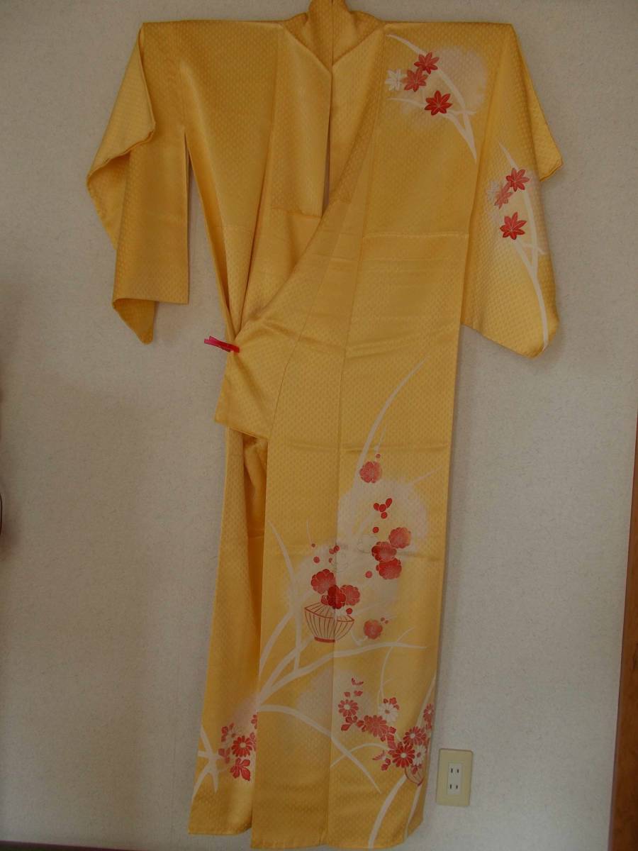 付け下げ 袷 レディース 和装 着物 黄色 値下げ交渉あり拍卖