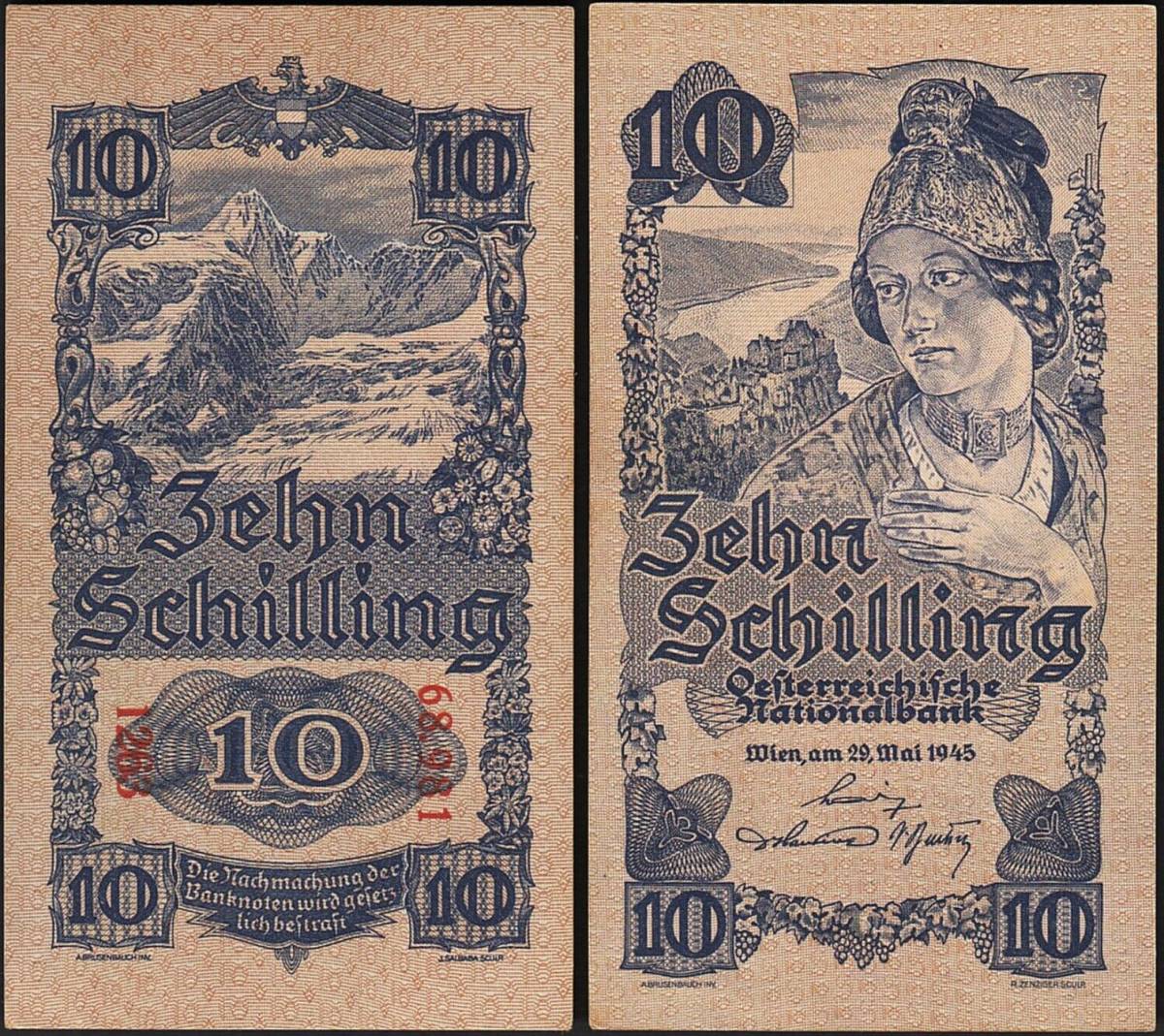 (B-827) オーストリア 10シリング紙幣 1945年拍卖