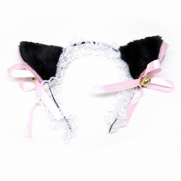 「ack-a2」 ネコ耳フリルカチューシャ(黒猫レース) ねこコスプレ拍卖