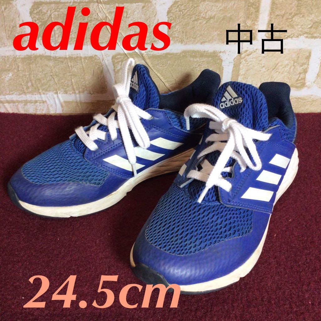 【売り切り!送料無料!】A-110 adidas!スニーカー!24.5cm!ネイビー!ランニング!ウォーキング!通学!運動靴!スポーツ!トレーニング!中古!拍卖