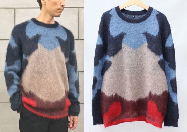 17AW OAMC オーエーエムシー 柄 モヘア クルーネック ニット M拍卖