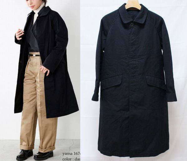 17SS Scye サイ TCウェザー パラフィン ダスター コート 38 ダークネイビー拍卖