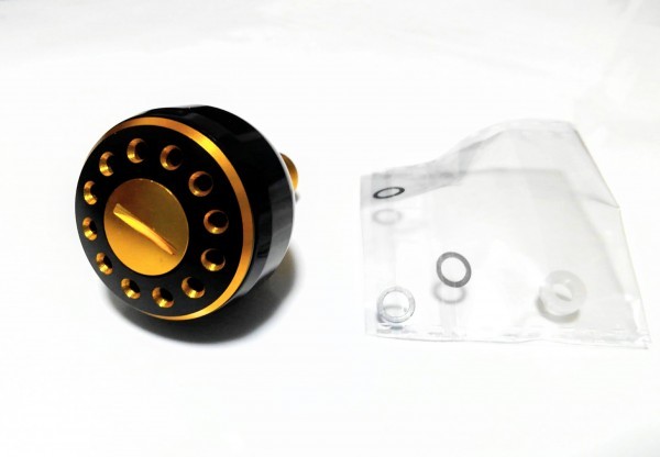 送料無料!/ダイワ用/ダイワSサイズ(1000~4000番程度)/32mmアルミカスタムハンドルノブ/中空構造/ブラックゴールド/RH018/Ⅱ22拍卖