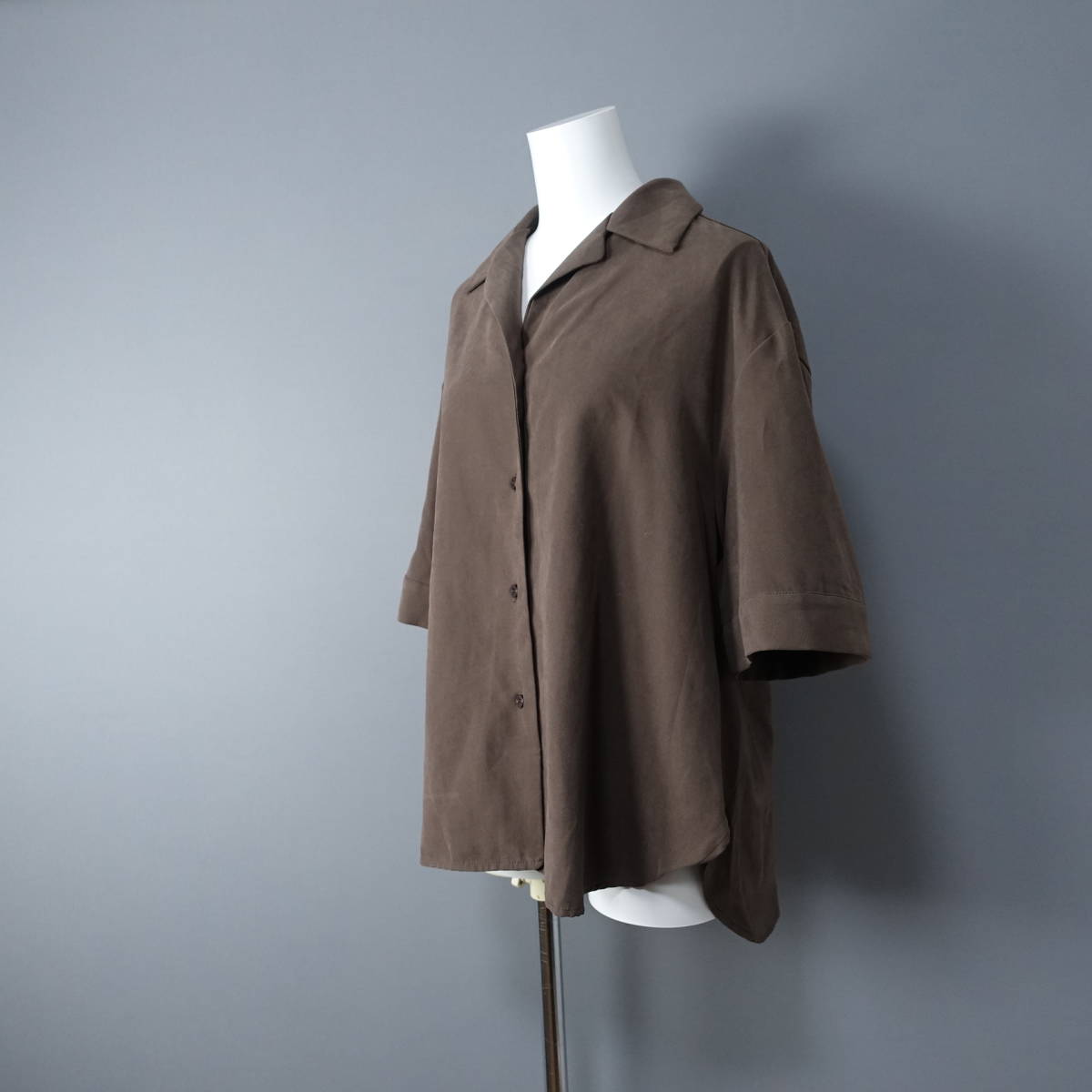 美品☆EMODA/エモダ/F/半袖シャツ/ダーク ブラウン/茶/レディース拍卖