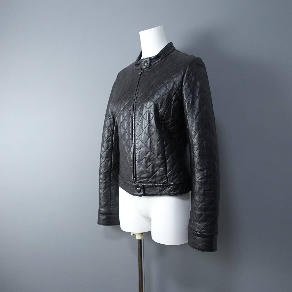 MANOUQUA/マヌーカ /38/ダブルジップ/羊革/レザージャケット/ダークブラウン/茶/レディースM相当/ブルゾン拍卖