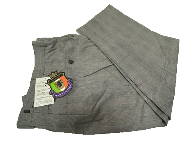 40486-3-b547 ウエスト67-73 股下65cm グレンチェック FRANCO COLLEZIONI 撥水 ウエストアジャスター付き スラックス拍卖