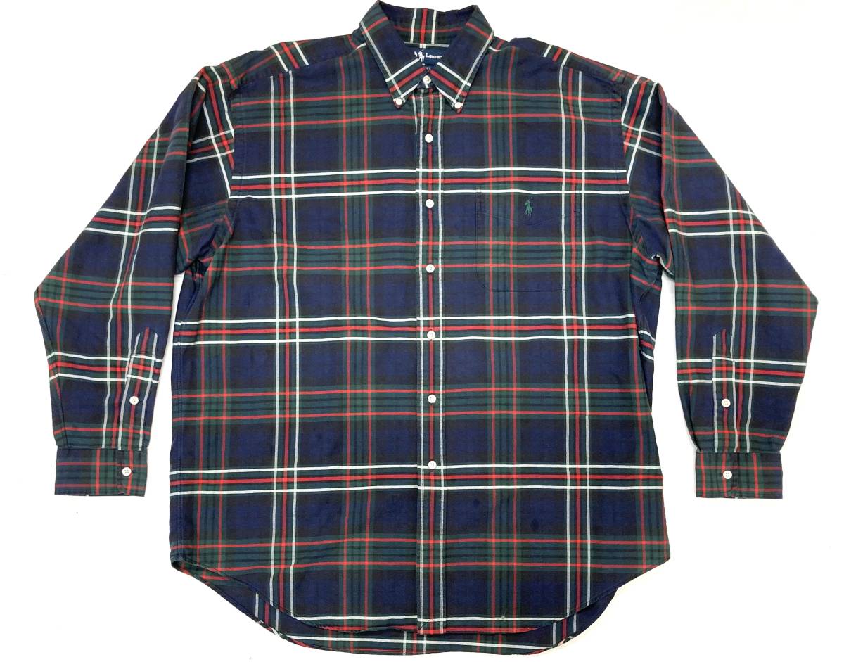 90s ラルフローレン RALPH LAUREN BIG SHIRT BDシャツ ボタンダウン ビッグシャツ L拍卖