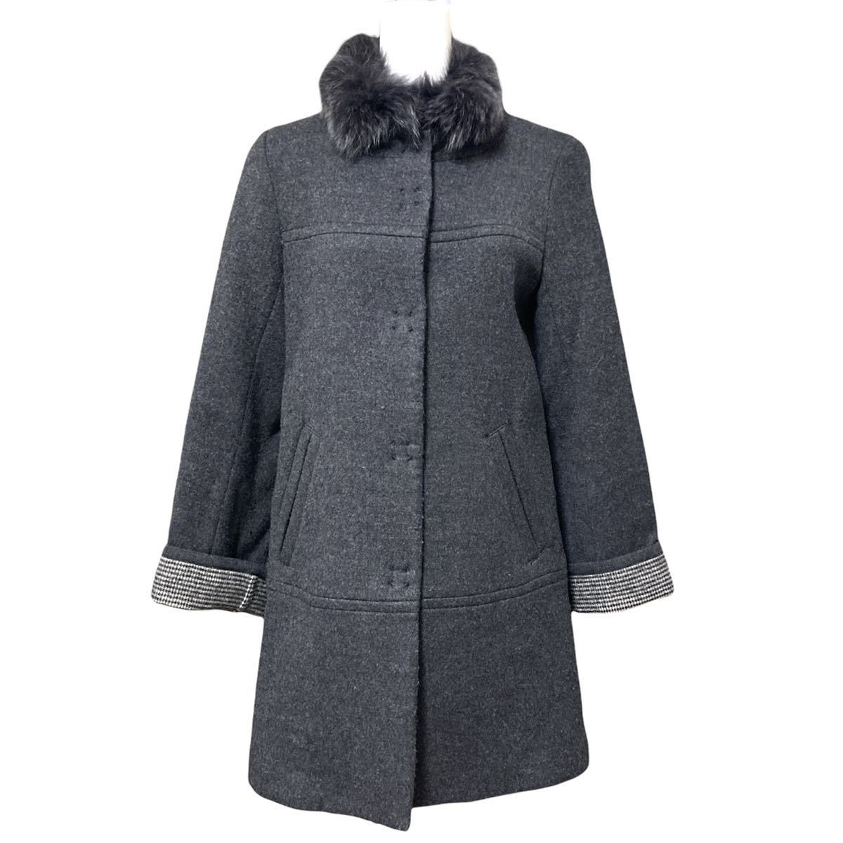 【ギャバジンケーティー Gabardine K.T 】フォックスファー付スタンドカラーコート Mサイズ拍卖