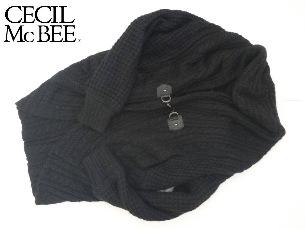 美品 CECIL McBEE セシルマクビー ★黒 ブラック ニット コート M拍卖