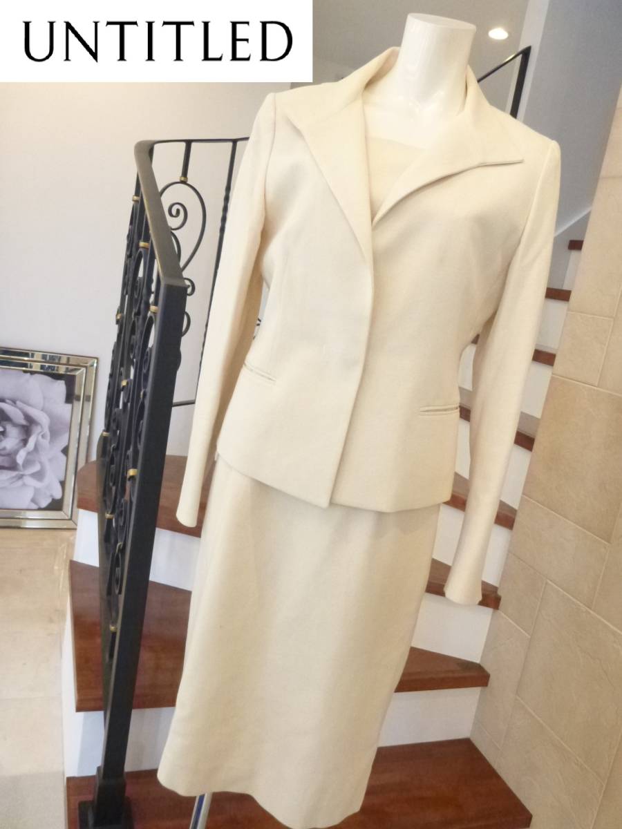 6.5万 UNTITLED アンタイトル ★アイボリー ワンピース スーツ 4 L相当拍卖