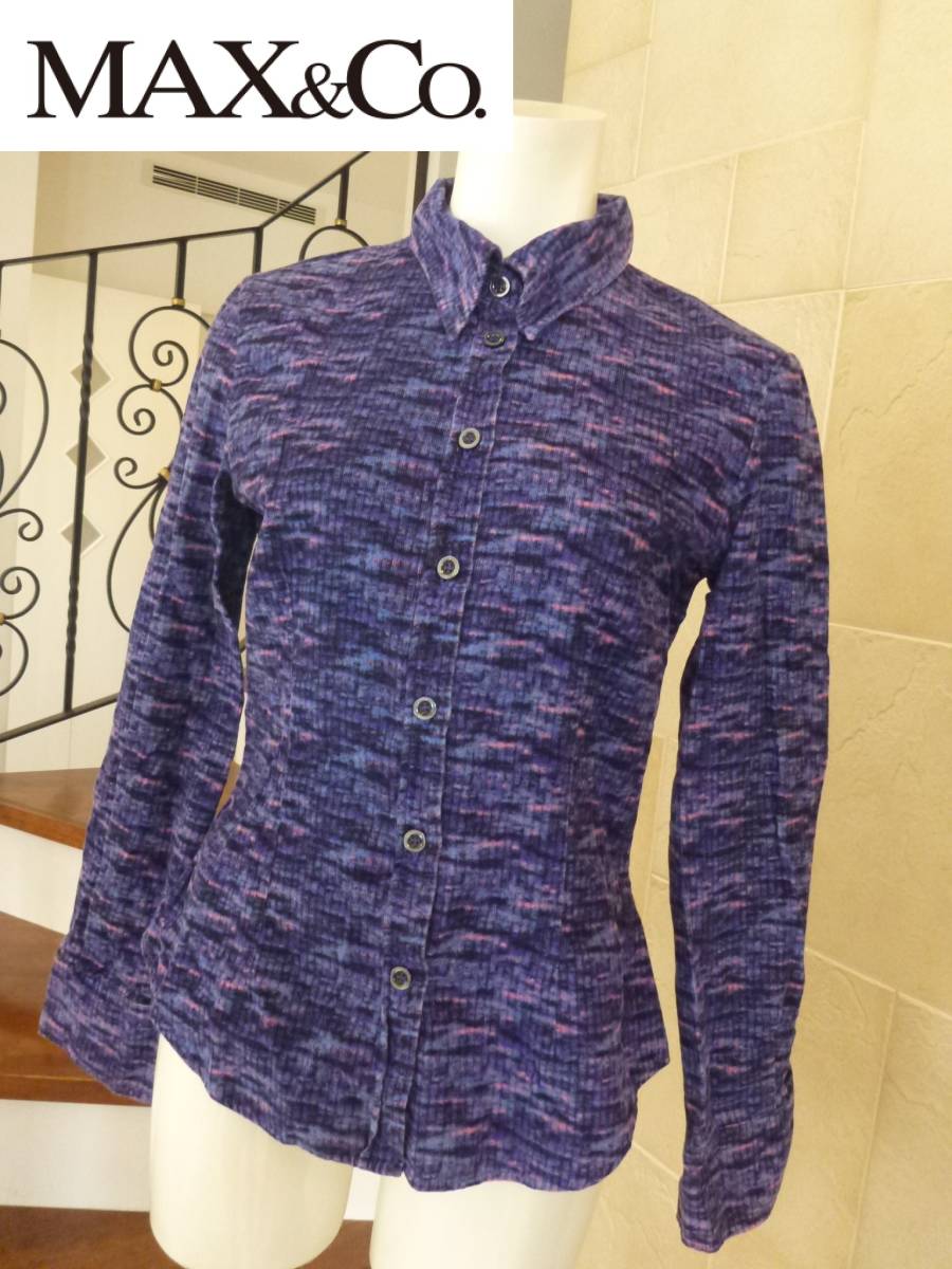 美品 Max&Co. マックス&コー マックスコー ★紫 パープル系 コーデュロイ素材 長袖 シャツ 38 M相当拍卖