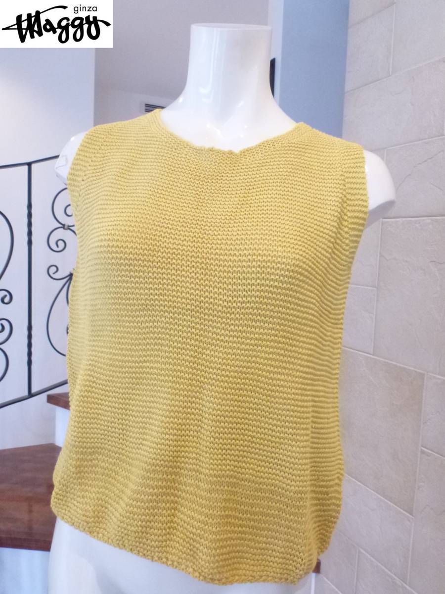 1.4万 新品 APPENA ★銀座マギー からし色 ノースリーブ セーター 38 M相当拍卖