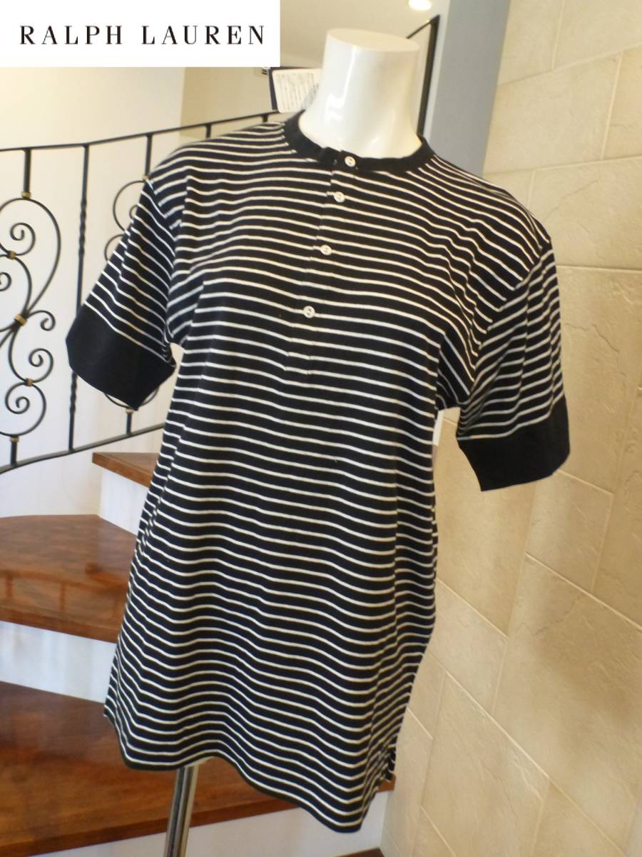 新品 ポロ ラルフローレン ★メンズ 黒×白 ボーダー 半袖 Tシャツ M拍卖