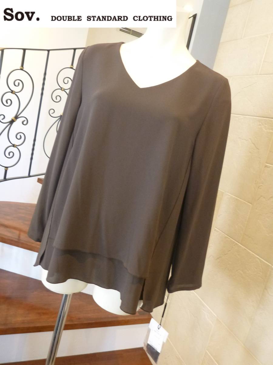 2万 新品 Sov. ソブ ★ダブルスタンダードクロージング 茶 プルオーバーブラウス 38 M相当拍卖