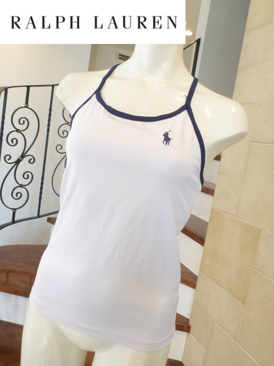 美品 ラルフローレン ★白×紺 ストレッチ抜群 キャミソール S拍卖