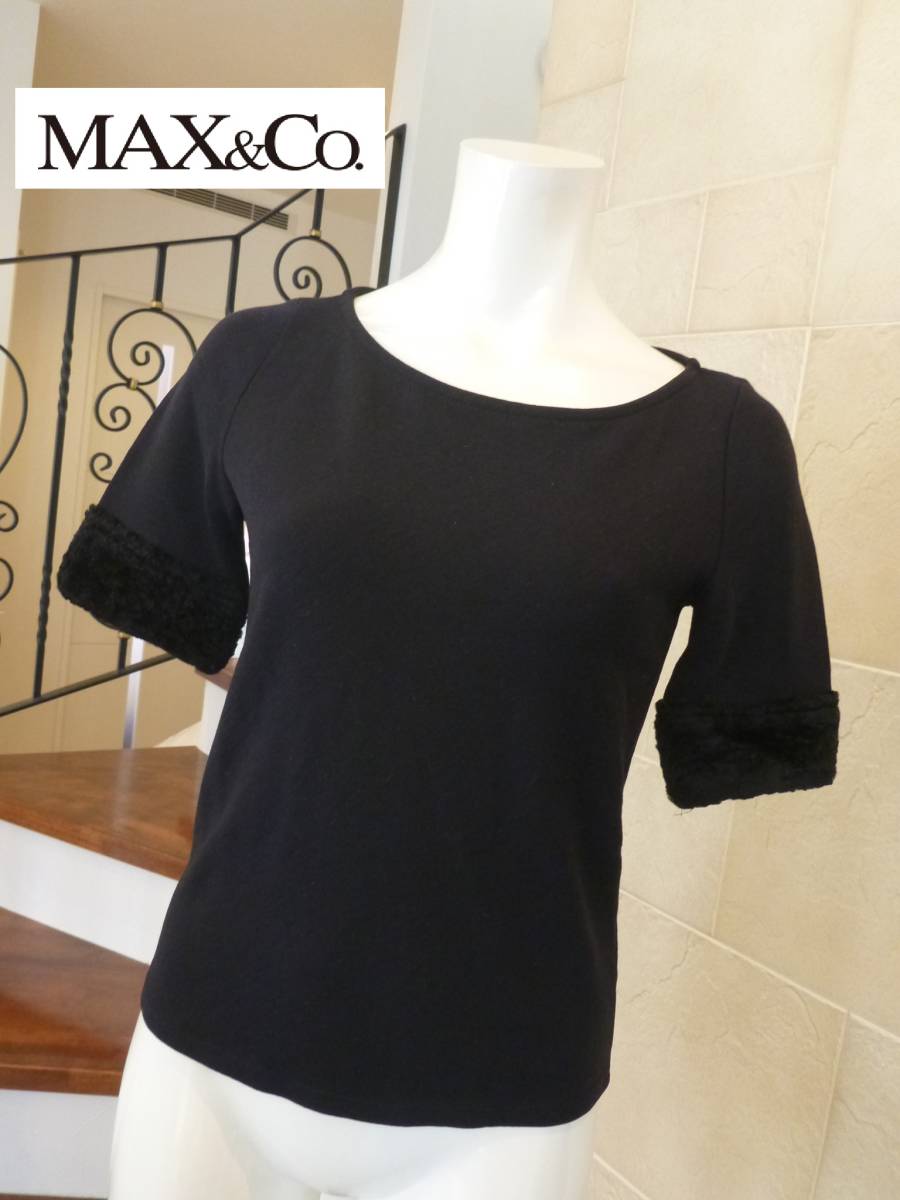 美品 Max&Co. マックス&コー マックスコー ★イタリア製 黒 半袖 セーター S拍卖