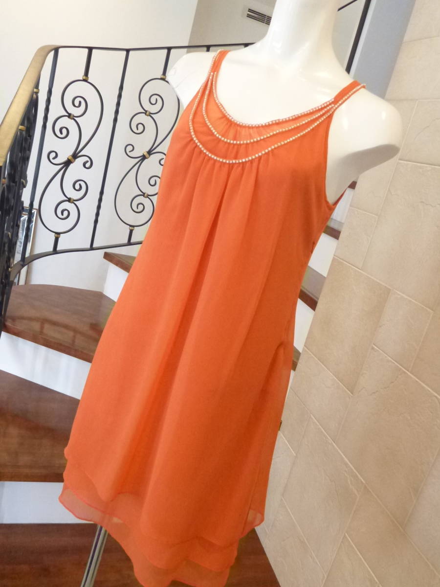 1.5万 GRANDTABLE(グランターブル) ★ オレンジ ラインストーン ワンピース S相当拍卖