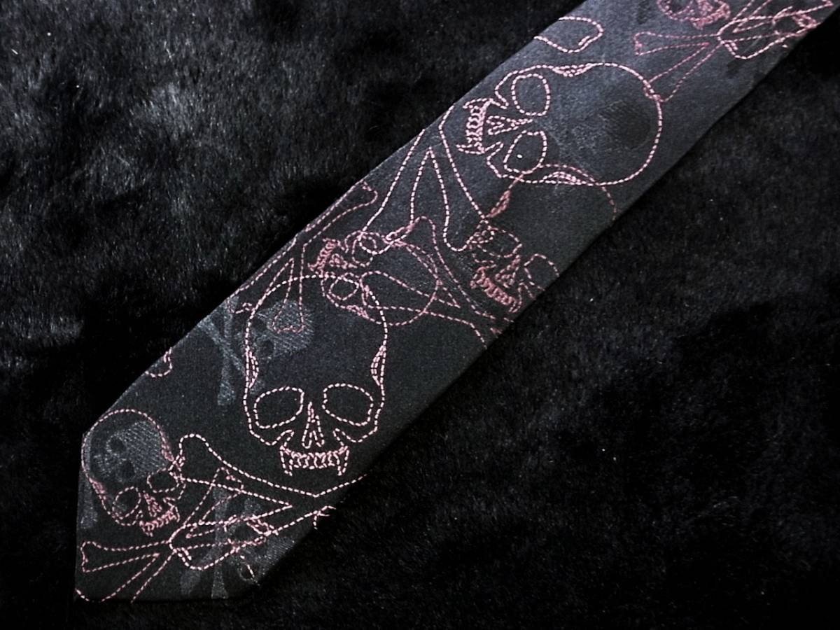 *:.*:【新品N】3061 ロエン【Roen】【髑髏・ガイコツ・ロゴ】ネクタイ★人気の超細・ナロータイ拍卖