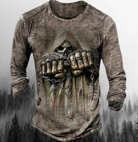 y308 長袖Tシャツ 素材 アセテート カジュアル 3Dデジタル印刷,優れた品質,伸縮性 サイズ(XS~6XL 10サイズ)拍卖