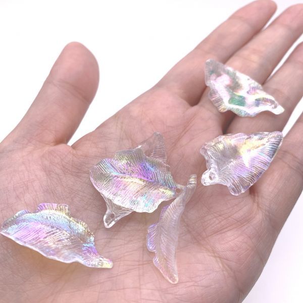 アクリルビーズ  オーロラカラーのクリアリーフ 10個拍卖