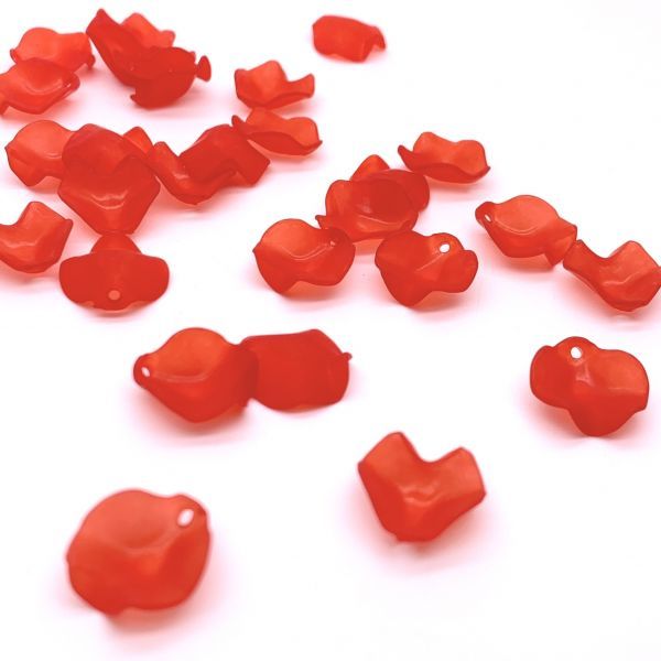ハンドメイド クラフト パーツ フェミニンな花びら アクリルビーズ 30枚 レッド拍卖