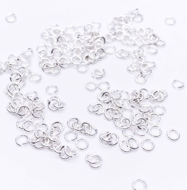 極小 丸カン 3mm ホワイトシルバー 5g 約160個拍卖