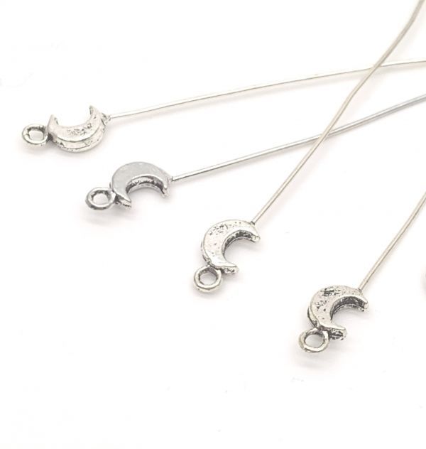 ヘッドピン ビーズ アクセサリー パーツ 10本 カン付 三日月拍卖