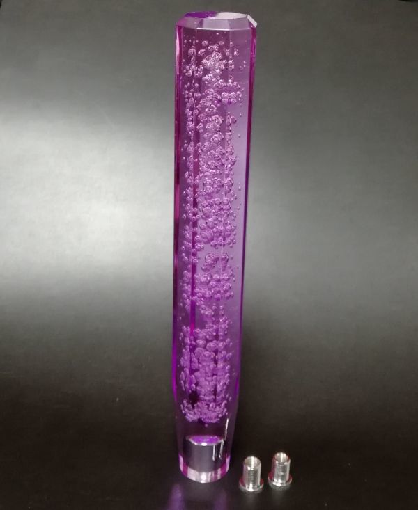 8角 クリスタル シフトノブ 300mm 泡/パープル バブル●エルフ/キャンター/デュトロ/レンジャープロ/クオン/プロフィア/スーパーグレート拍卖