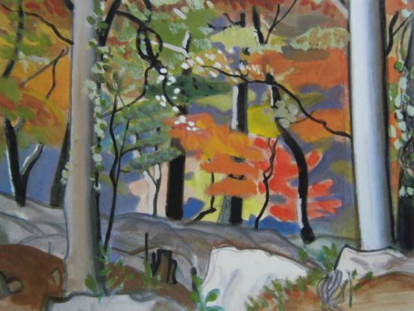 中西利雄、【紅葉】、希少な大判額装用画集より、美品、日本人画家、新品額装付、送料込み拍卖