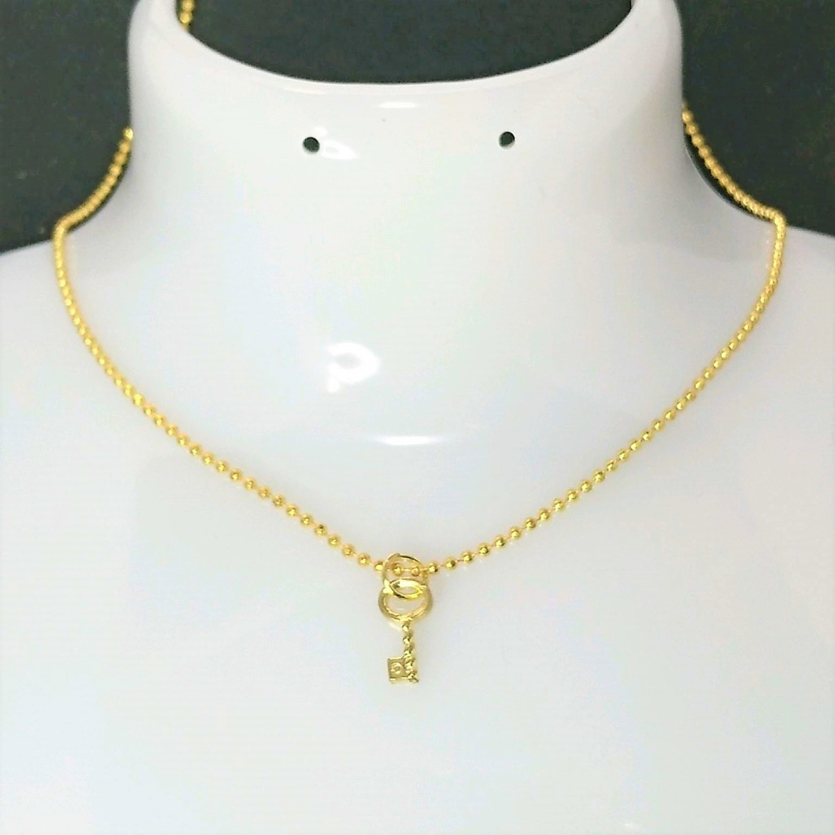 送料無料)ビンテージ☆鍵モチーフ ゴールド仕上げ☆約40cm☆アンティークネックレス A05923拍卖