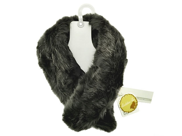 フェイクファーティペット ふわふわの毛並み 18x83cm グレー 冬拍卖