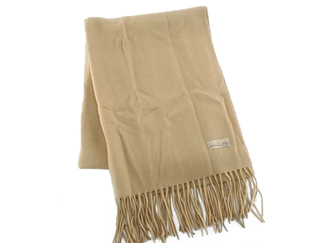 ストール ウール100% ロングタイプ 肩掛け 首巻き 幅66x200cm ベージュ系拍卖