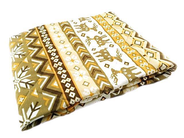 肘あり ソファーカバー ニットキルト 中掛けタイプ Sサイズ 幅95x165cm ノルディック柄 ブラウン系拍卖