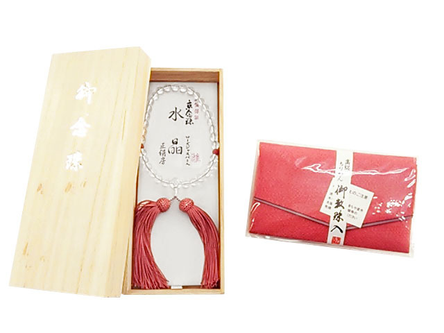 念珠セット 本水晶 サンゴ 京念珠 京都 ふたえ ちりめん 桐箱 ジャスパー ローズ系拍卖