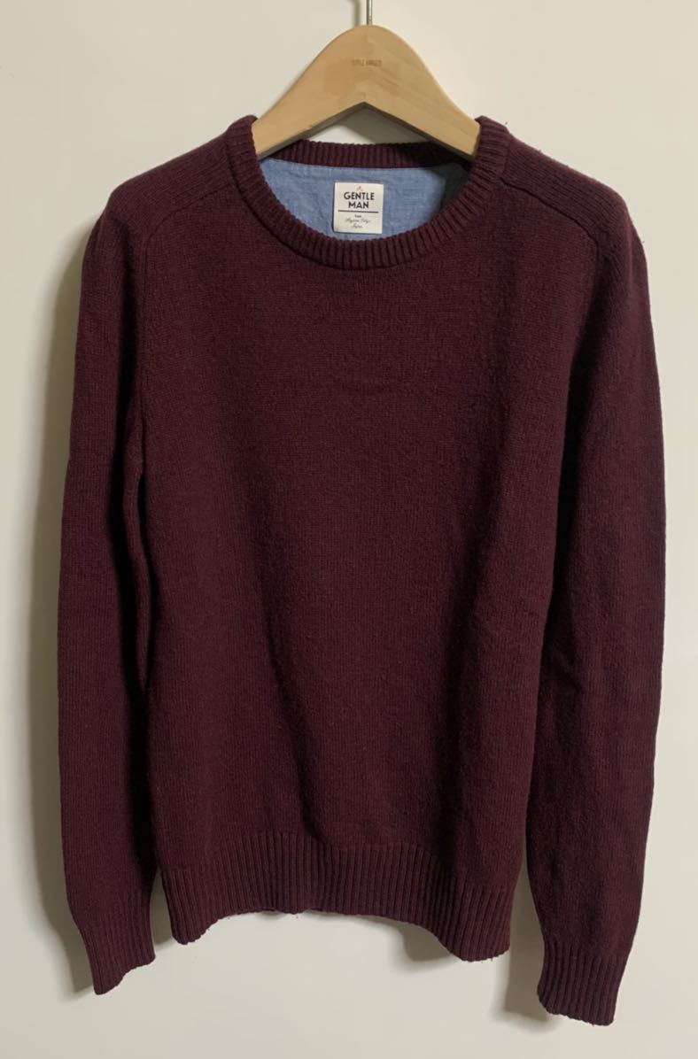 MR.GENTLEMAN CREW-NECK KNIT【S】Burgundy ミスタージェントルマン クルーネックセーター ニット バーガンディー拍卖