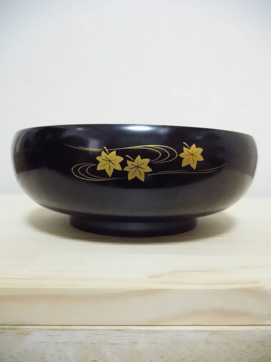 H12-10U 大鉢 プラスチック 漆塗り? 共箱? 中古 高さ約8.3cm 径約22.2cm (T13-2)拍卖