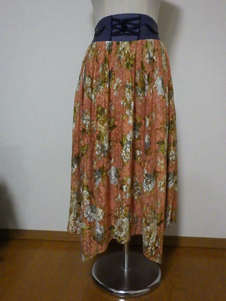 axes femme 花柄 イレヘム レース ロング スカート MB291X16 オレンジ拍卖