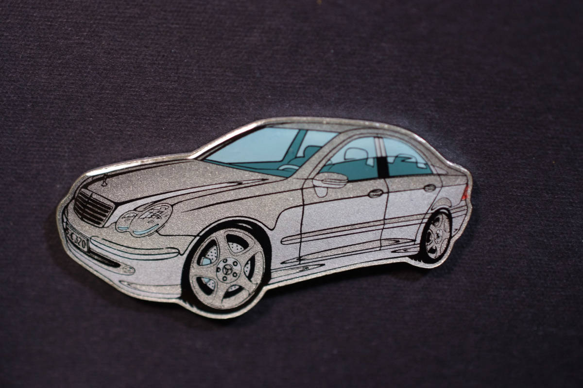 □ Mercedes ピンバッジ Cクラス W203 シルバー W38mm 純正台紙付 benz ocitye 独メルセデスベンツ スポーツライン C180 c200 C280 c320拍卖