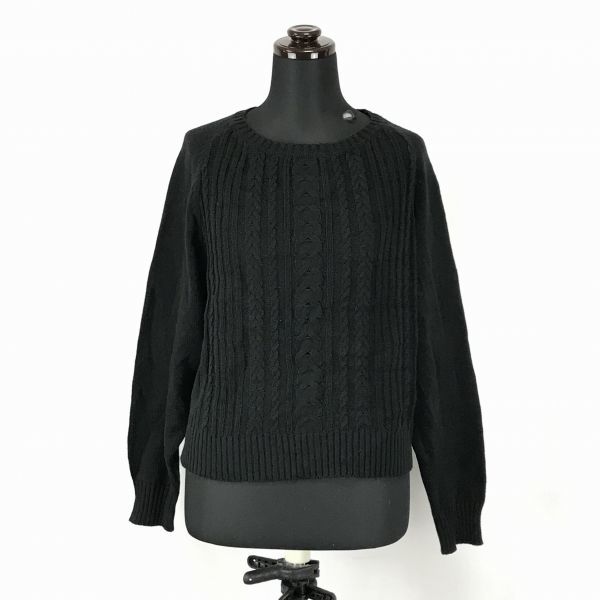 SPIRALGIRL/スパイラルガール★長袖ニットセーター【レディースF/黒】ケーブル編み◆BG62拍卖