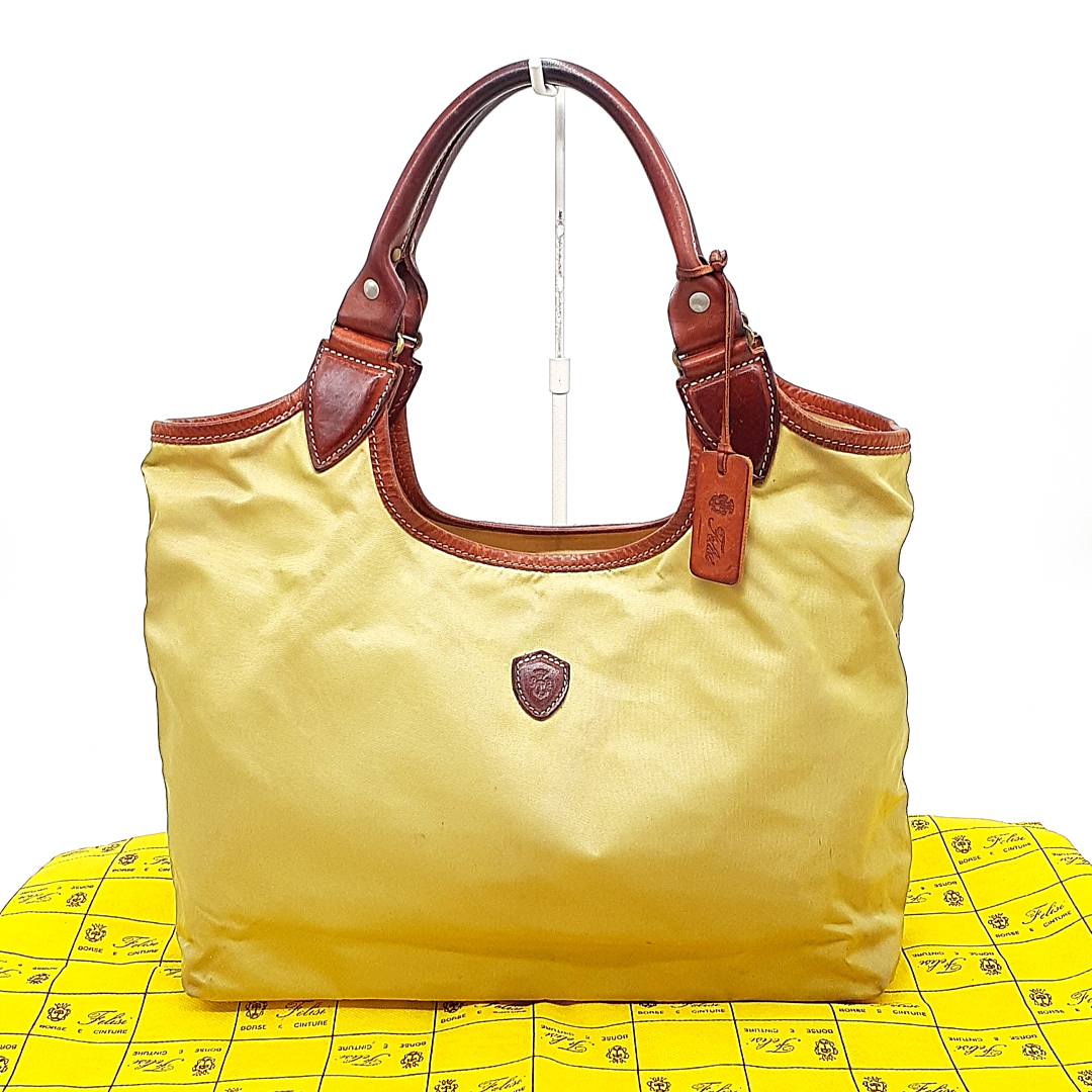 送料無料 フェリージ Felisi ハンドバッグ トートバッグ 鞄 10-14 ナイロン レザー 本革 ベージュ系 茶 ブラウン系 レディース拍卖